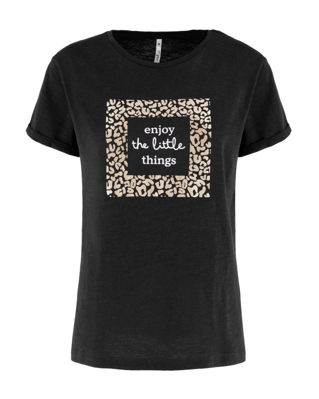 Product: TATOO - Tshirt manica corta con stampa e scritta nera in cotone (1 of 3)