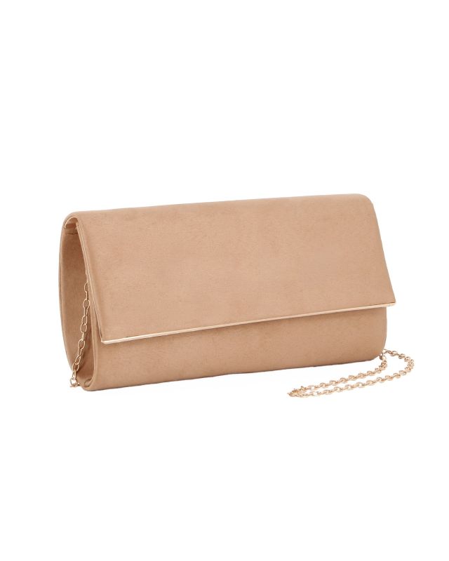 Product: MISS GLOBO - Pochette beige scamosciata e dettaglio oro sulla patta (5 of 8)