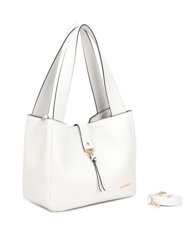 Product: NARDINI - Borsa due manici bianca con pattina, tracolla removibile (1 of 3)