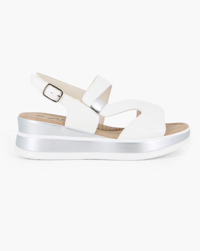 Product: MISS GLOBO - Sandalo platform bianco con sottopiede in memory soft, zeppa 5CM (1 of 8)