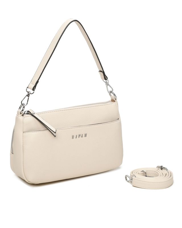 Product: RIFLE - Borsa un manico beige con tasca frontale e posteriore, tracolla removibile (1 of 3)
