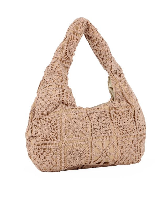 Product: DIVAS - Borsa hobo in pizzo crochet taupe (1 of 4)