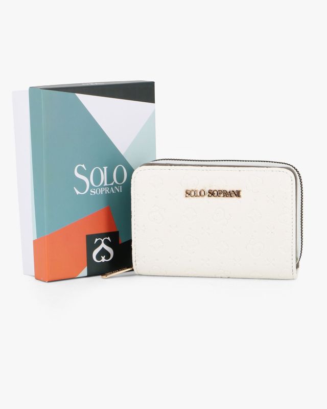 Product: SOLO SOPRANI - Portafoglio bianco loggato con tre scomparti principali (1 of 3)