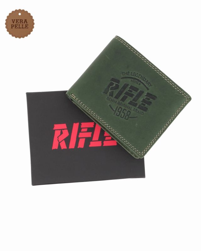 Product: RIFLE - Portafoglio verde da uomo in VERA PELLE con ribaltina interna (1 of 4)