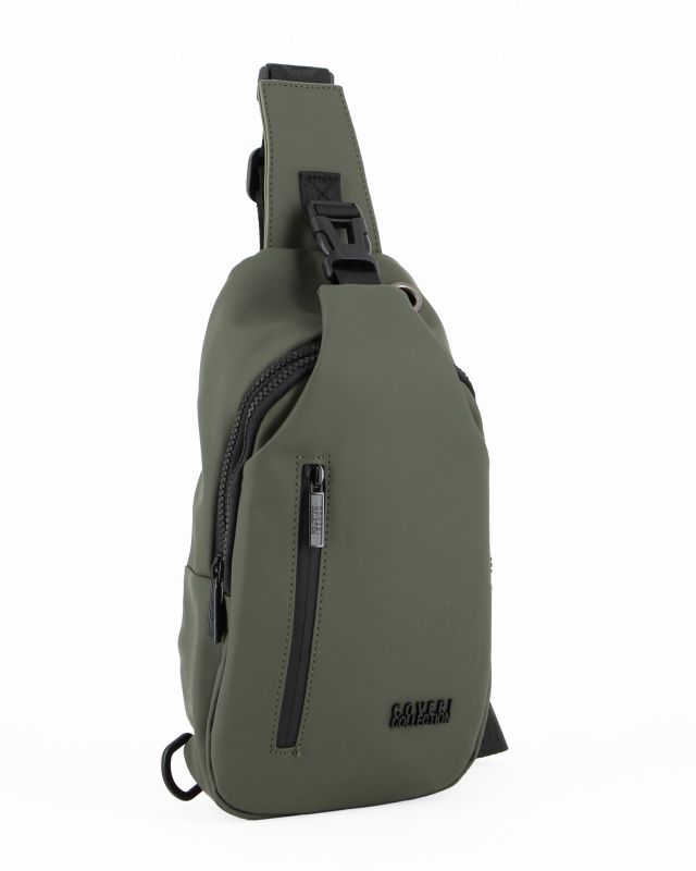 Product: COVERI COLLECTION - Borsello monospalla verde militare con tre scomparti principali (1 of 7)