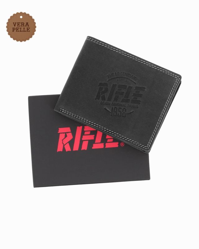 Product: RIFLE - Portafoglio nero da uomo in VERA PELLE con ribaltina interna (1 of 4)