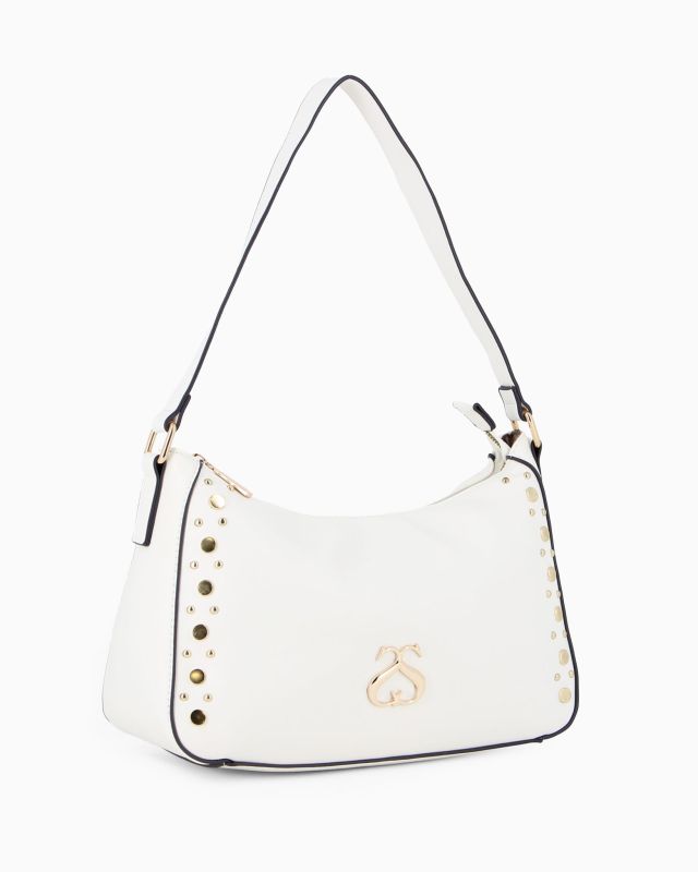 Product: SOLO SOPRANI - Borsa a spalla bianca con borchie (1 of 4)