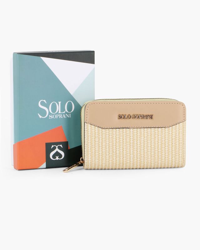 Product: SOLO SOPRANI - Portafoglio beige plissettato con due scomparti principali (1 of 3)