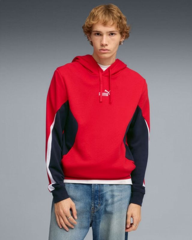 Product: PUMA -FELPA CON CAPPUCCIO ROSSA E BLU ESSENTIAL BLOCK HD  DA UOMO,   691699-11 (1 of 5)