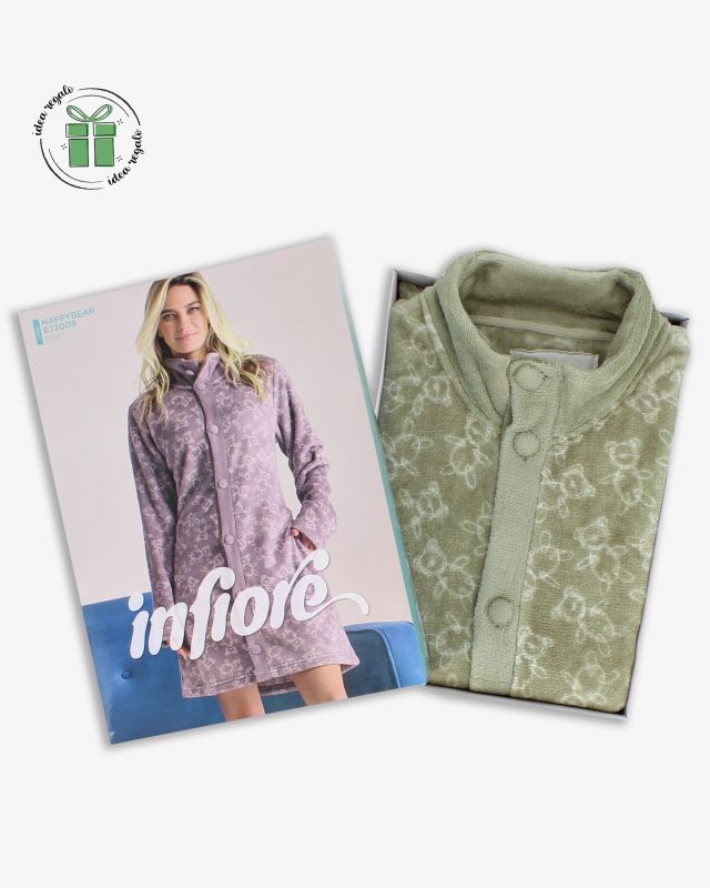 Product: INFIORE - VESTAGLIA HAPPY BEAR CON BOTTONI VERDE  DA DONNA (5 of 5)