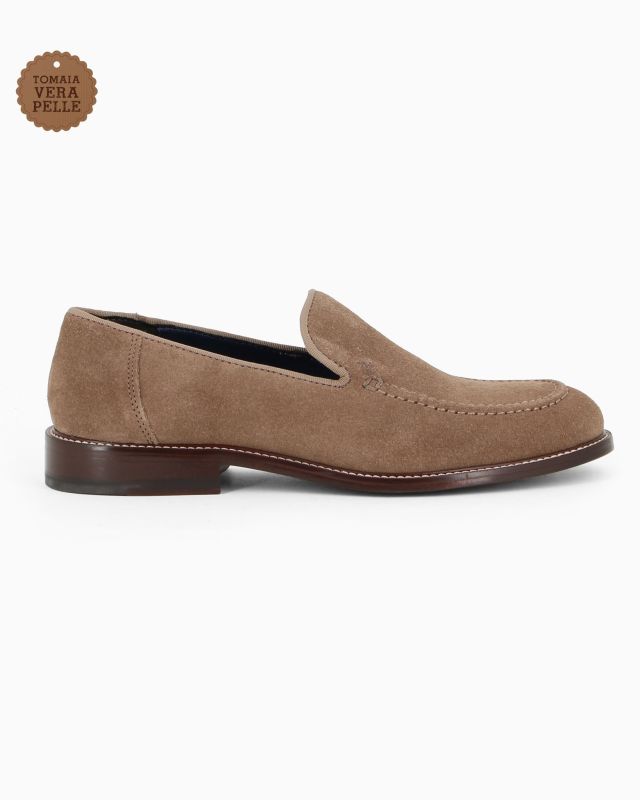 Product: CLASS MAN - Mocassino taupe scamosciato in VERA PELLE con suola a contrasto (1 of 8)