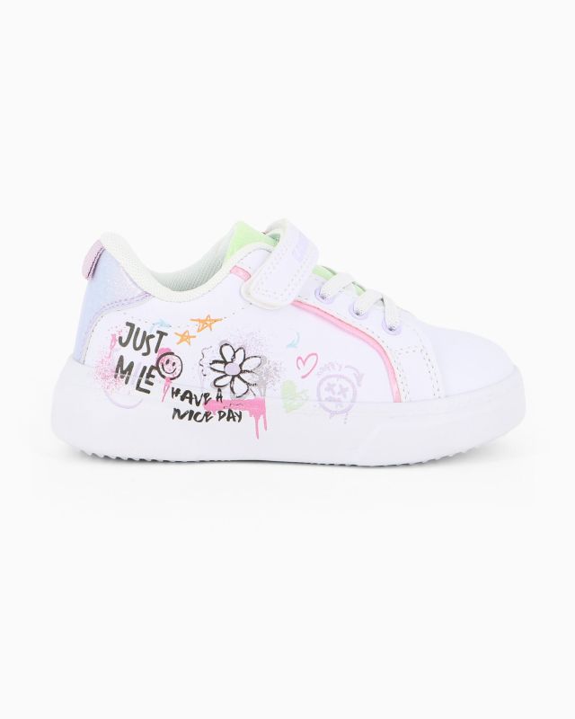 Product: CANGURO - Sneakers bianca da bimba con inserti glitter e strappo, numerata 24/30 (1 of 5)