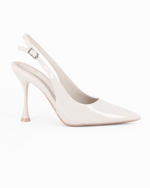 Product: MISS GLOBO - Décolleté slingback bianca in vernice, tacco 9,5CM (1 of 5)
