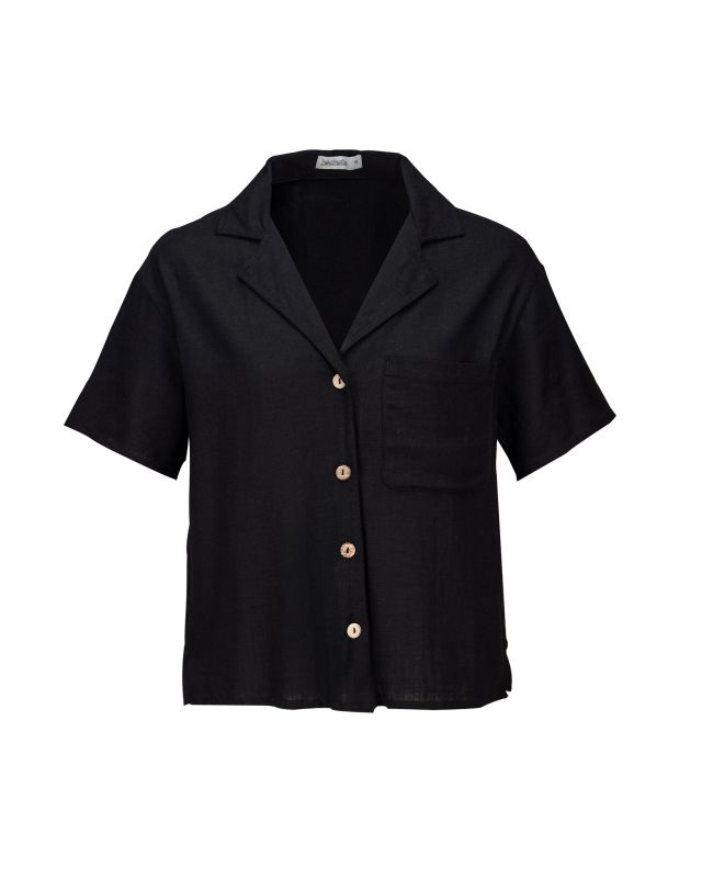 Product: BACHATA - Camicia mezza manica con taschino nera (1 of 2)