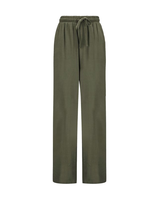 Product: BACHATA - Pantalone viscosa verde militare (1 of 2)