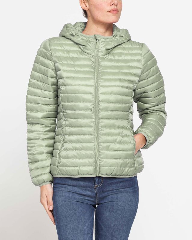 Product: CARRERA - Giubbino 100 grammi con cappuccio in tessuto ripstop verde salvia da donna (1 of 3)