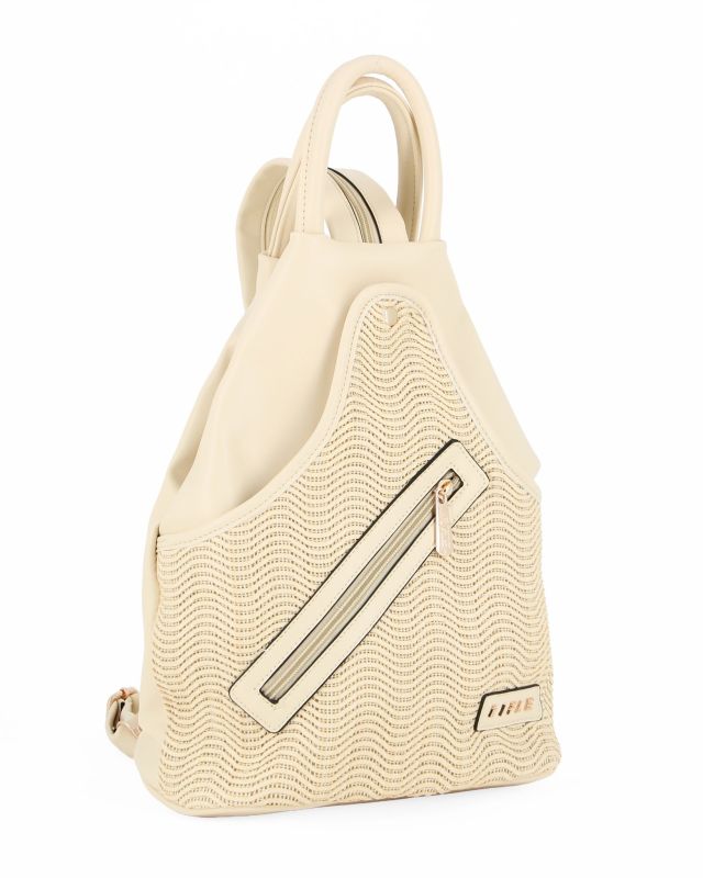 Product: RIFLE - Zaino giallo due manici con tasca frontale effetto paglia e spalline regolabili con zip (1 of 4)
