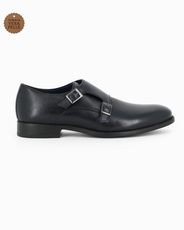 Product: CLASS MAN - Scarpa blu in VERA PELLE con doppia fibbia (1 of 8)