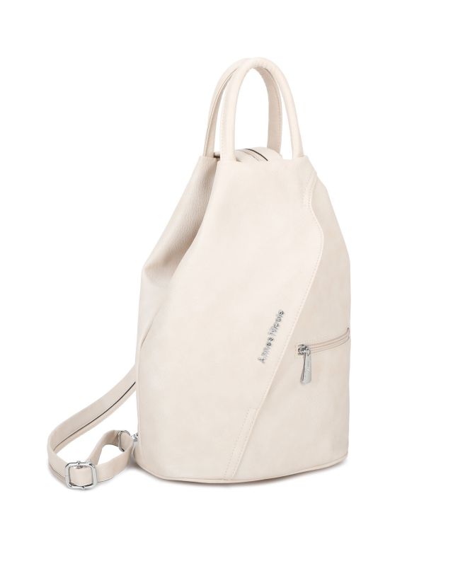 Product: ANNES NICOLE - Zaino beige due manici con doppia tasca frontale e spalline regolabili con zip (6 of 6)
