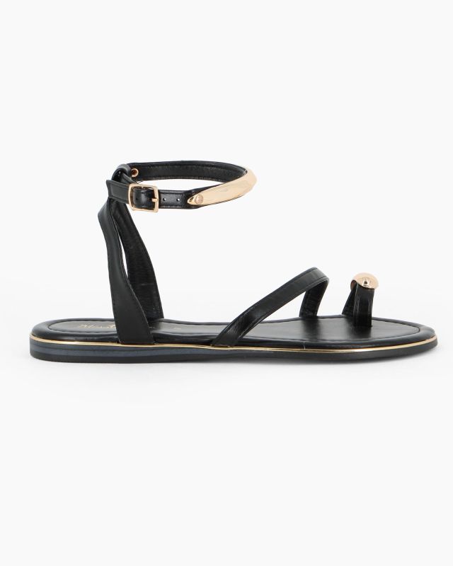 Product: MISS GLOBO - Sandalo infradito nero con applicazioni metalliche (1 of 4)