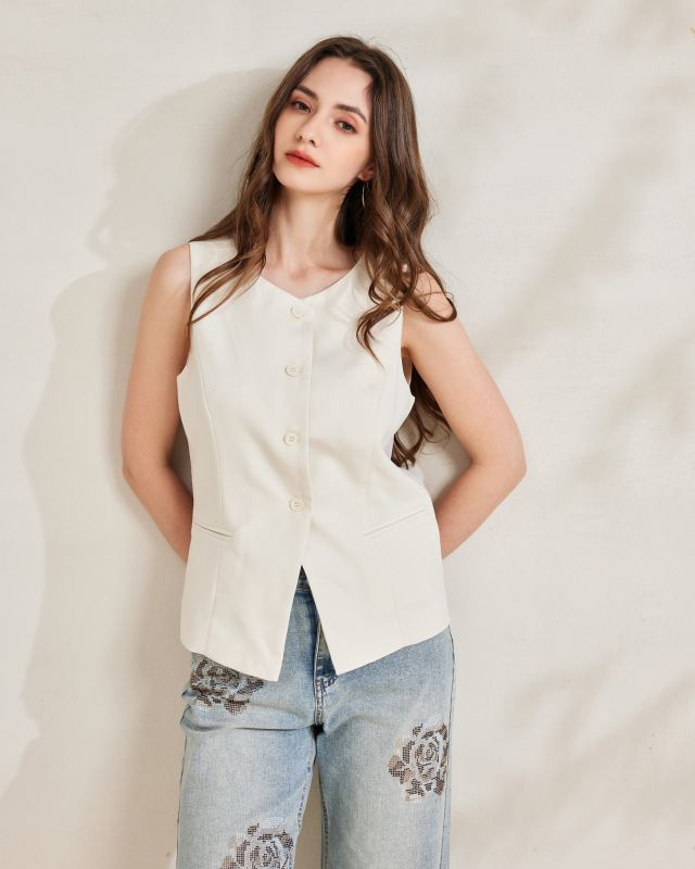 Product: BACHATA - Gilet biancio con bottoni (1 of 4)