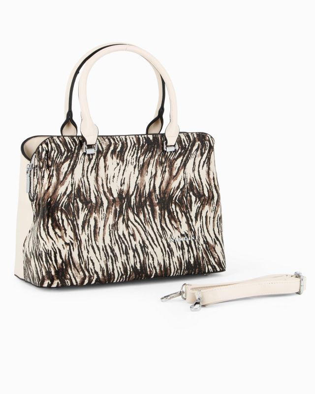 Product: NARDINI - Borsa due manici animalier con tre scomparti principali, tracolla removibile (1 of 4)