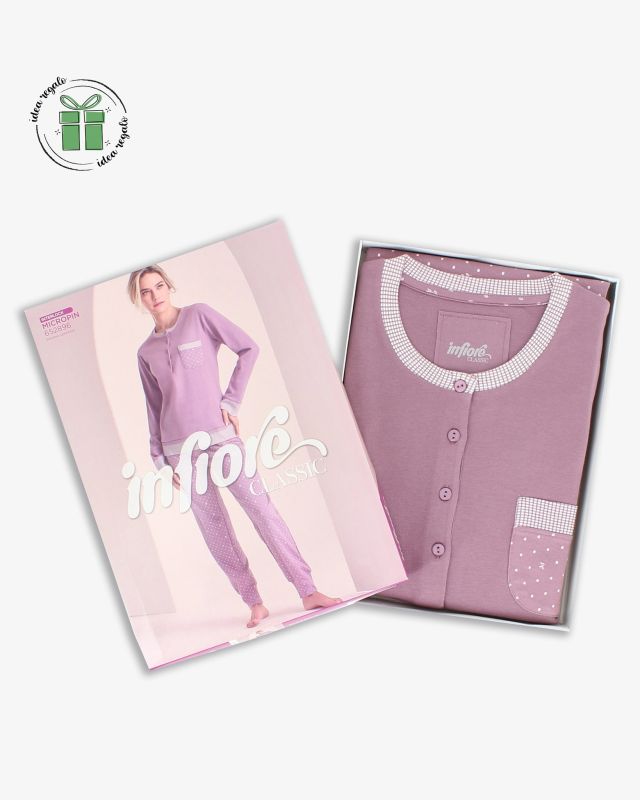 Product: INFIORE - PIGIAMA MICROPIN MANICA LUNGA MALVA DA DONNA (3 of 3)
