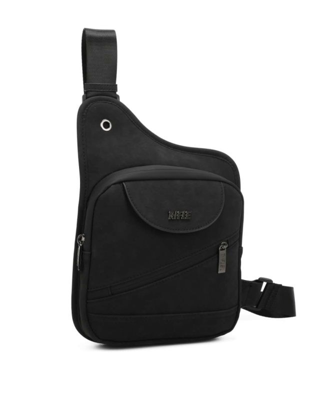 Product: RIFLE - Borsello monospalla nero da uomo con due tasche frontali (5 of 7)