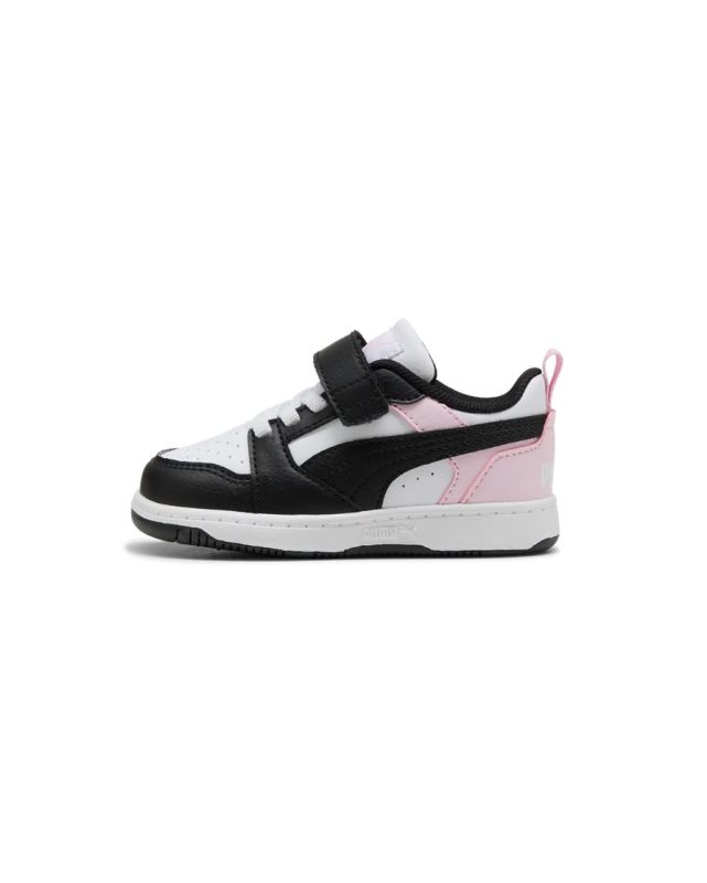 Product: PUMA - SNEAKERS KIDS REBOUND V6 LO AC+TD BIANCHE CON DETTAGLI NERI E ROSA DAL 20 AL 27, 397420-37 (1 of 6)