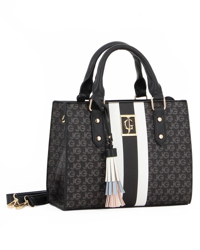 Product: JUST GOLF - Borsa a mano nera con logo metallico frontale e pennacchio a frange multicolor, tracolla removibile (13 of 48)