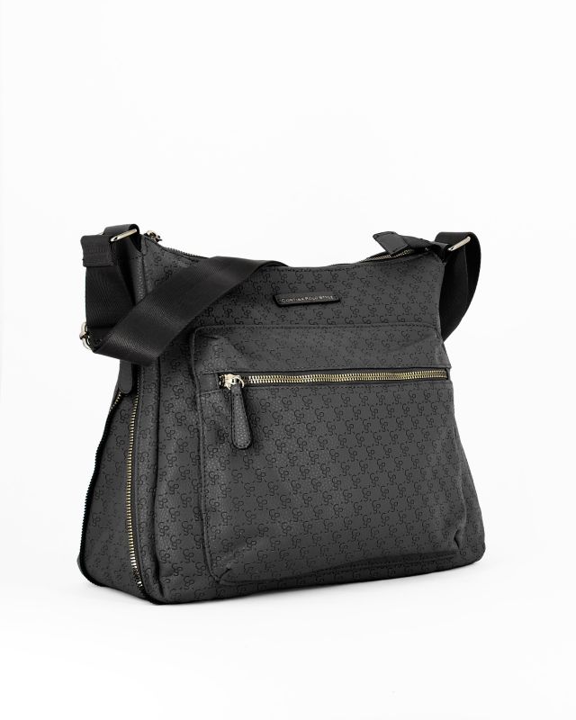 Product: CORTINA POLO STYLE - Borsa nera loggata con tasca frontale e cerniera ad espansione (5 of 12)