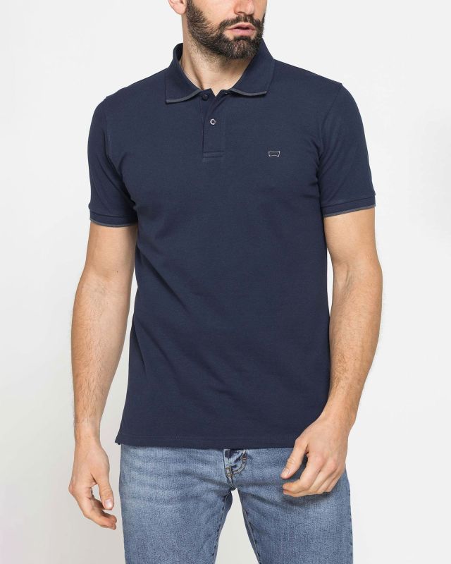 Product: CARRERA - Polo manica corta in piquet elasticizzato blu scuro (1 of 3)