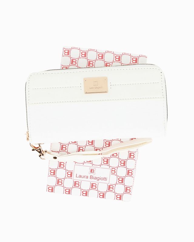 Product: LAURA BIAGIOTTI - Portafoglio bianco con due scomparti principali, polsiera removibile (1 of 3)
