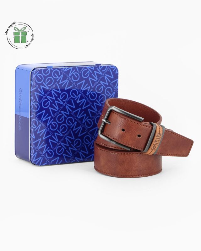 Product: GIANMARCO VENTURI - Cinta marrone da uomo con scatola in latta (1 of 3)