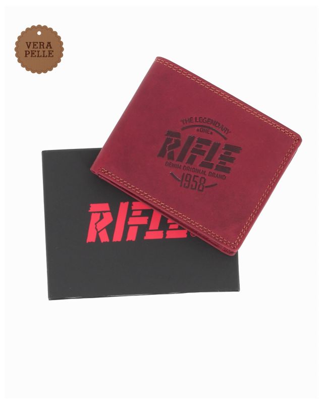 Product: RIFLE - Portafoglio bordeaux da uomo in VERA PELLE con ribaltina interna (1 of 4)