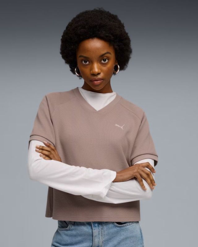 Product: PUMA - T-SHIRT MARRONE ROSATO CLASS RELAXED PINNACLE  DA DONNA, 691872-88 (1 of 5)
