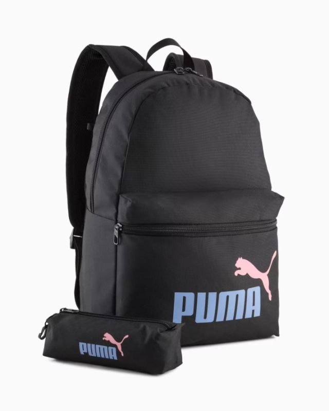 Product: PUMA - ZAINO + BORSELLO NERO PHASE BACKPACK LOGO CELESTE E ROSA,  092190-02 (1 of 4)