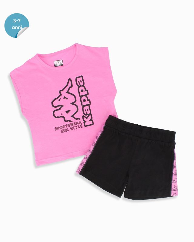 Product: KAPPA - Completo bimba mezza manica rosa 3-7 anni in cotone (1 of 2)