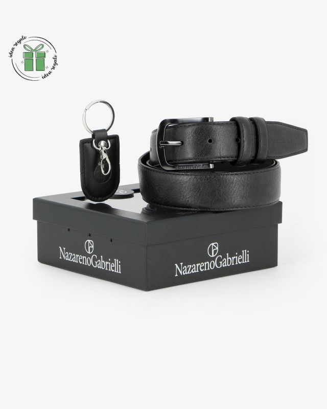 Prodotto: NAZARENO GABRIELLI - Set regalo composto da cintura e portachiavi nero