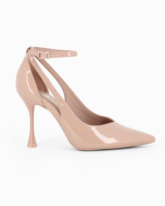 Prodotto: MISS GLOBO - Décolleté beige in vernice con cinturino alla caviglia, tacco 9,5CM