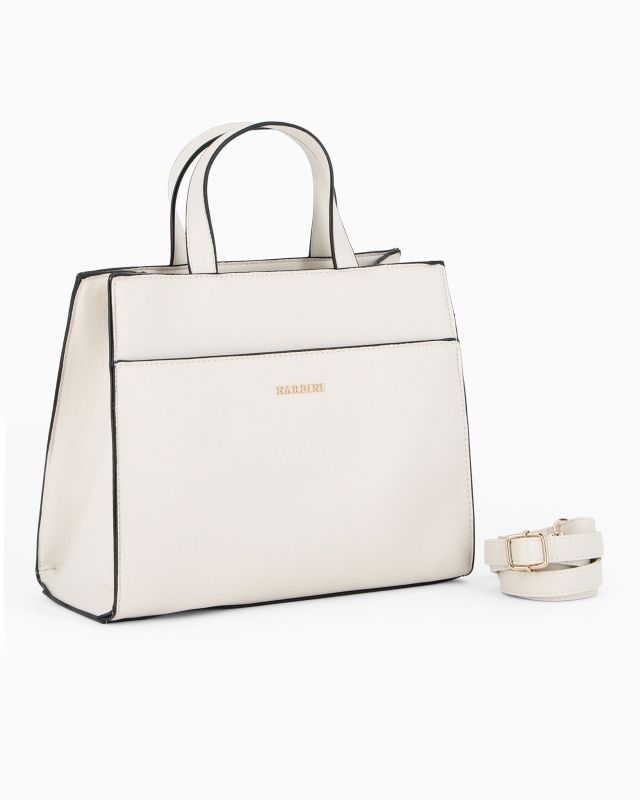 Prodotto: RIFLE - Borsa a mano beige con tasca frontale e tracolla removibile