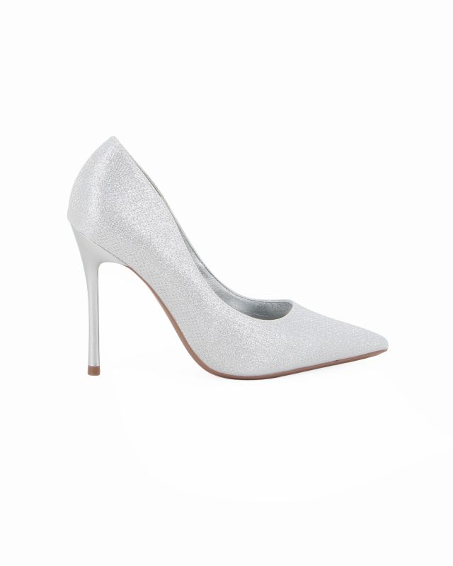 Prodotto: MISS GLOBO - Décolleté argento in lurex, tacco 10,5CM