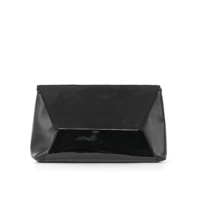 Prodotto: MISS GLOBO- Pochette multimateriale con bordo metallico su patta