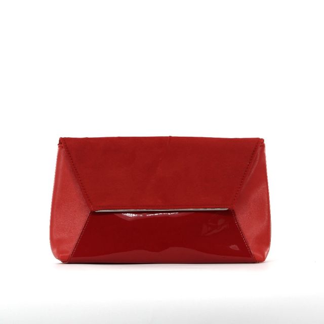Prodotto: MISS GLOBO- Pochette multimateriale con bordo metallico su patta