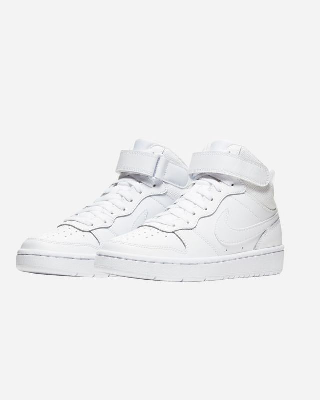Prodotto: NIKE - Sneakers alta in VERA PELLE bianca con strappo, numerata 35,5/40 - COURT BOROUGH MID 2 GS