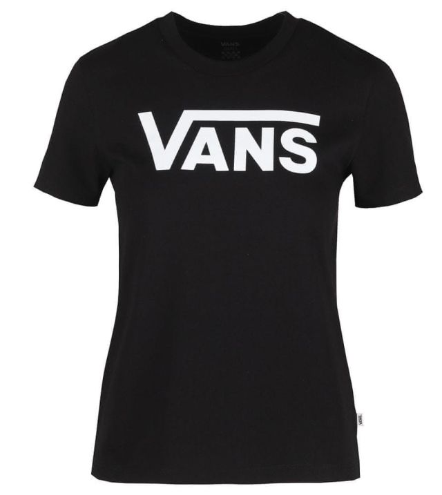 Prodotto: VANS - T shirt girocollo da donna nera con logo bianco