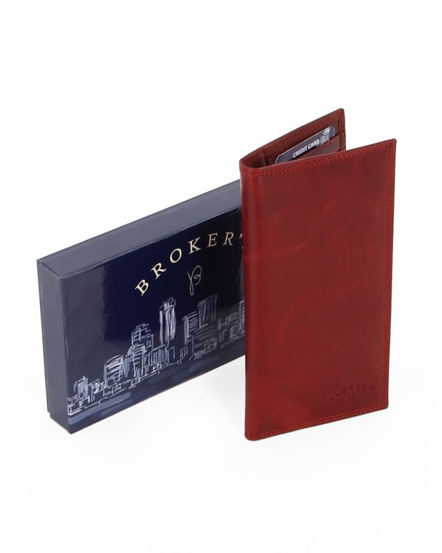 Prodotto: BROKERS - Portacarte rosso in VERA PELLE a libro