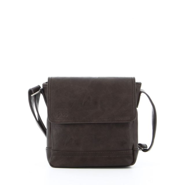 Prodotto: CARRERA - Borsello marrone con patta ed inserto scozzese interno