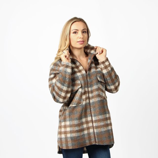 Prodotto: MY JEWELS - GIACCA GRIGIA FULL ZIP SCOZZESE CON TASCHE