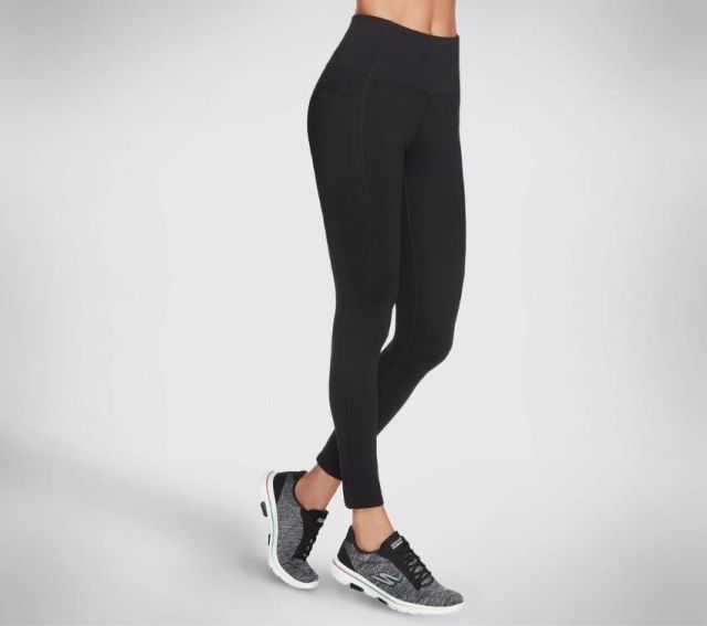 Prodotto: SKECHERS - Leggins da donna a vita alta in tessuto traspirante neri con protezione solare UPF 40+